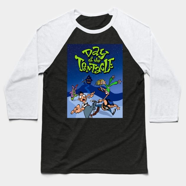 Day of the Tentacle [Text] Baseball T-Shirt by Zagreba